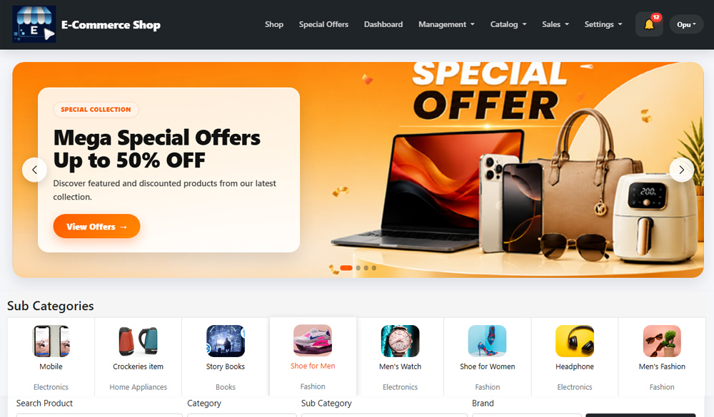 E-Commerce Website and Order Management