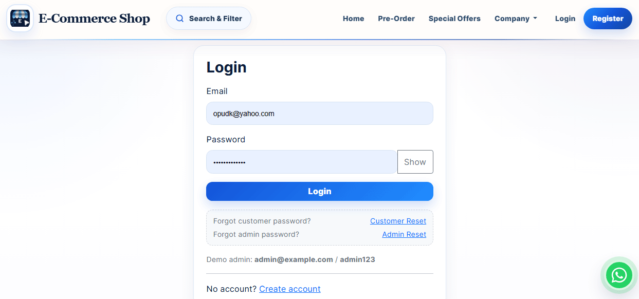 E-Commerce Website and Order Management - Professional Blue screenshot