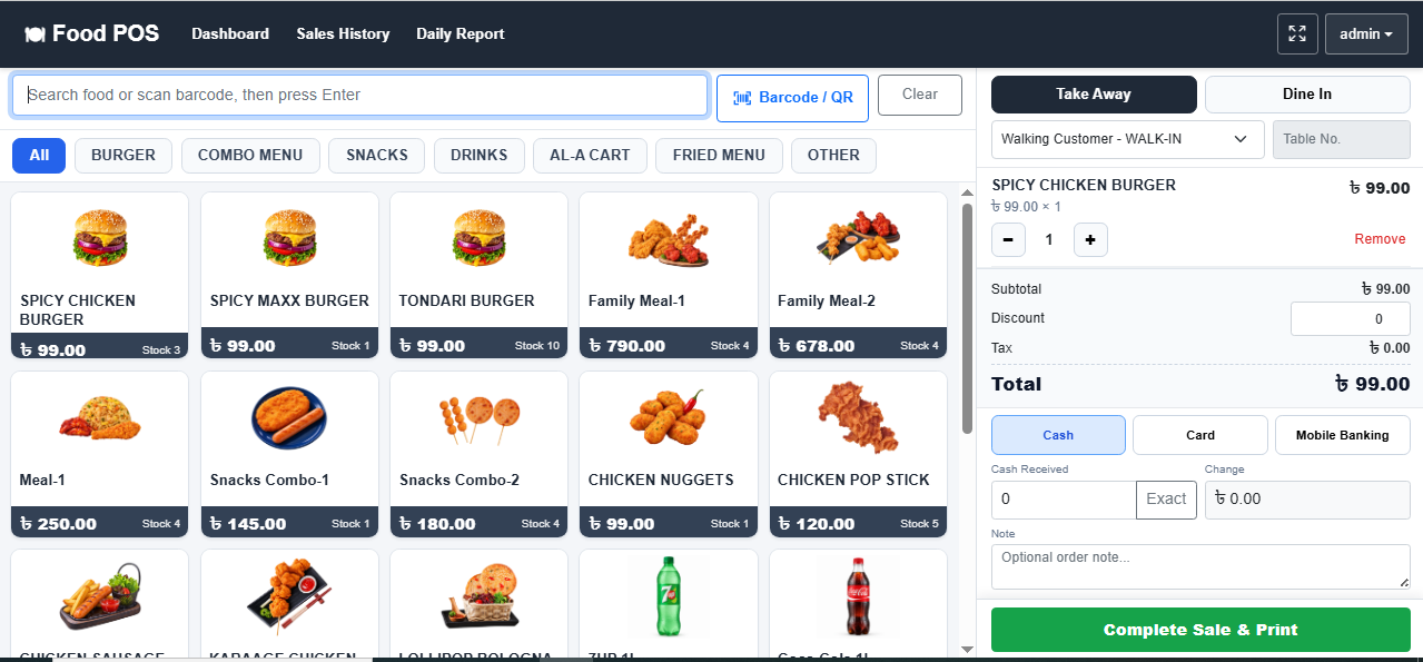 Food Shop POS & Management Software